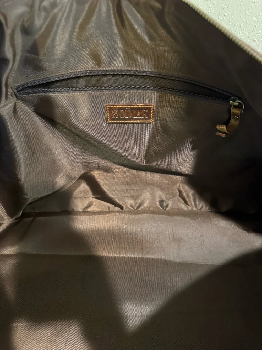 Kodiak Tan Canvas Duffel with Brown Leather Trim